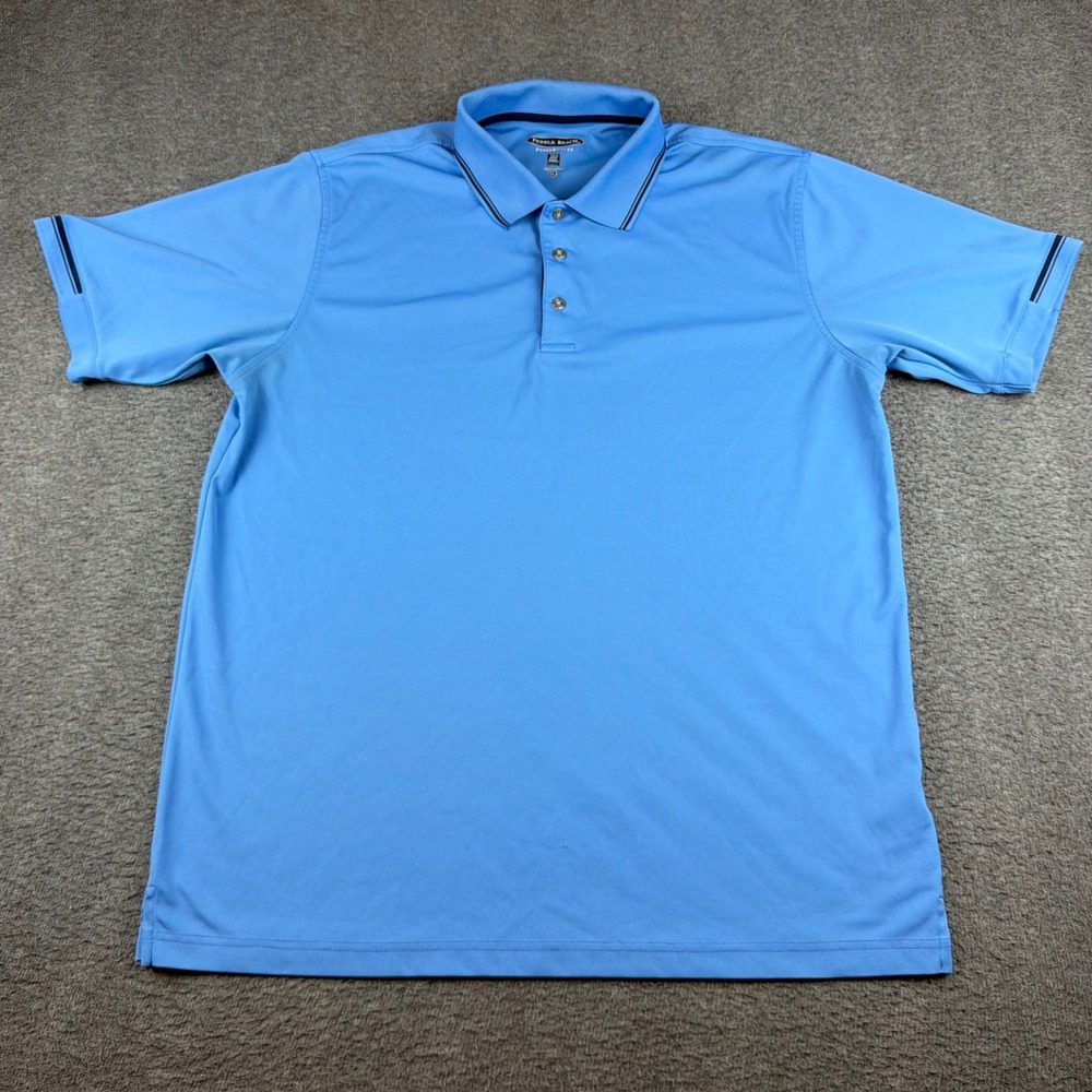 Pebble Beach Performance Polo Shirt Men's XL Blue Short Sleeve Golf Top‎